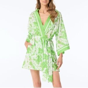Michael Kors Green Apple Floral Swim Coverup Small